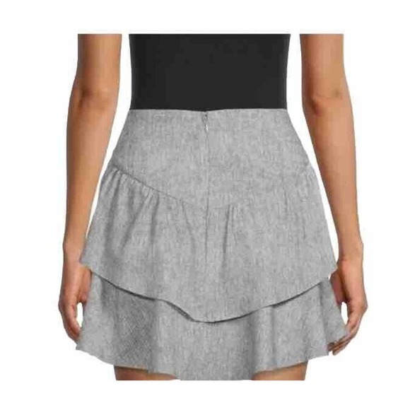 BCBGeneration Tiered Linen Blend Mini Skirt‎ Black White M - Picture 2 of 9